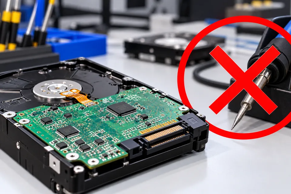 Hard disk PCB recovery without soldering